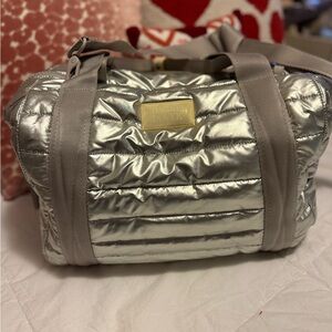 Dagne Dover Silver Puffer Bag large